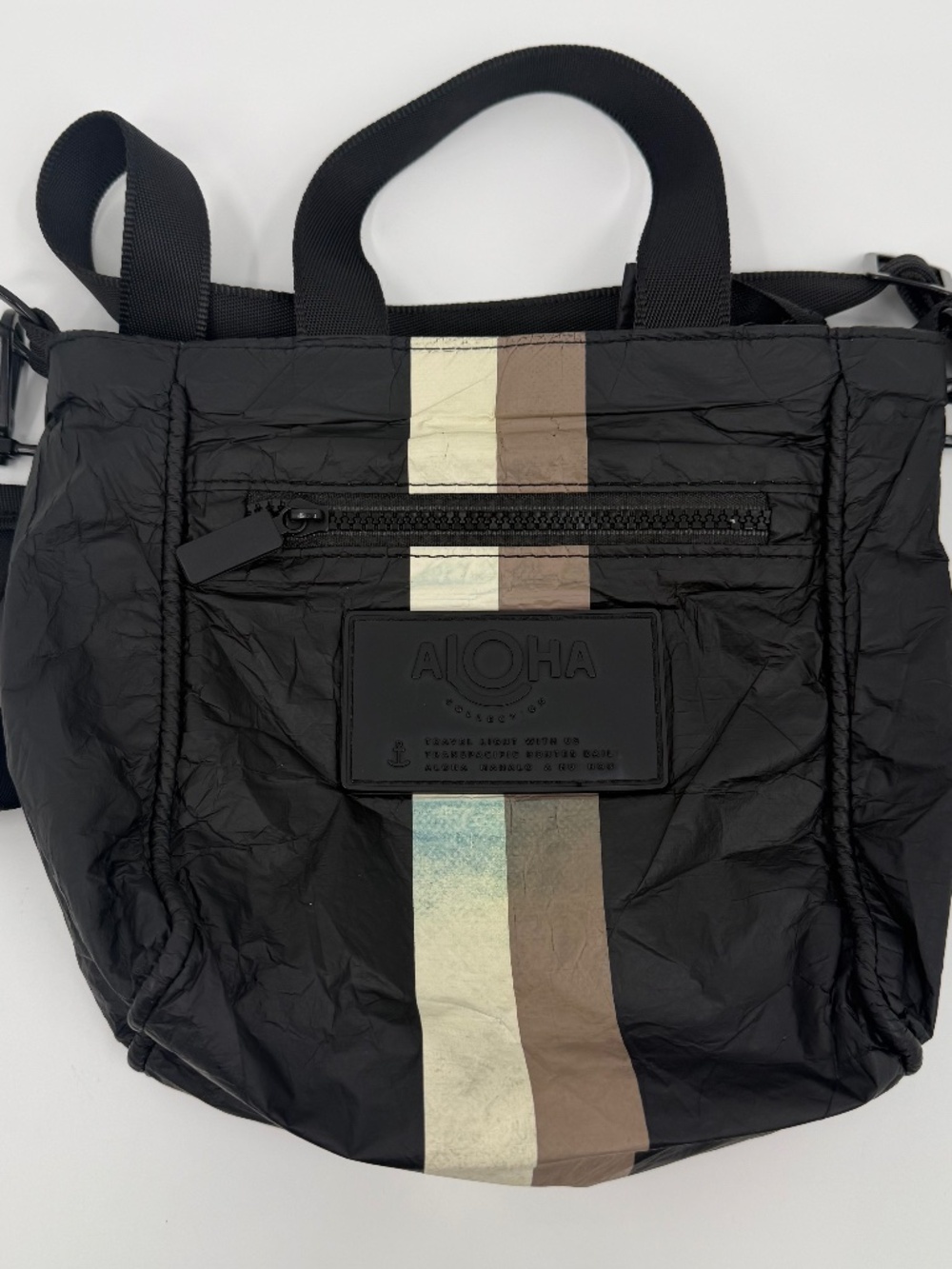 Aloha Collection Crossbody Bag Black Le Voyager Splash Proof Zip Closure